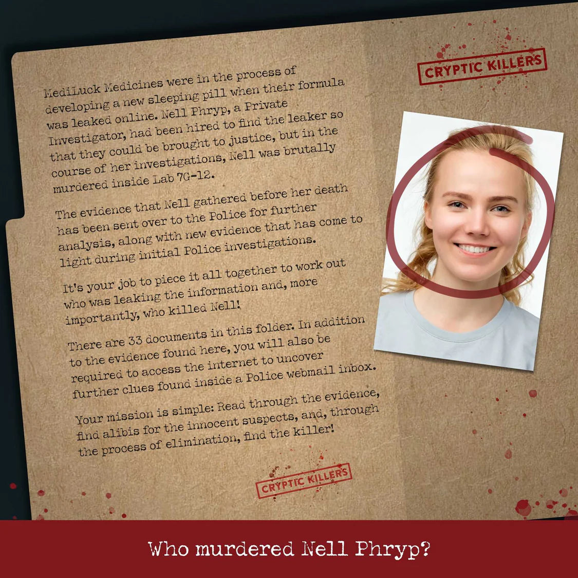 Cryptic Killers - Murder at MediLuck Medicines-Tabletop Gaming