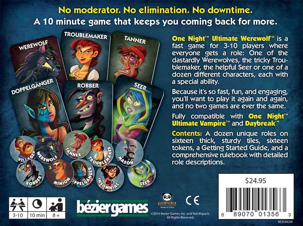 One Night Ultimate Werewolf Card Game Contents - Tabletop Gaming