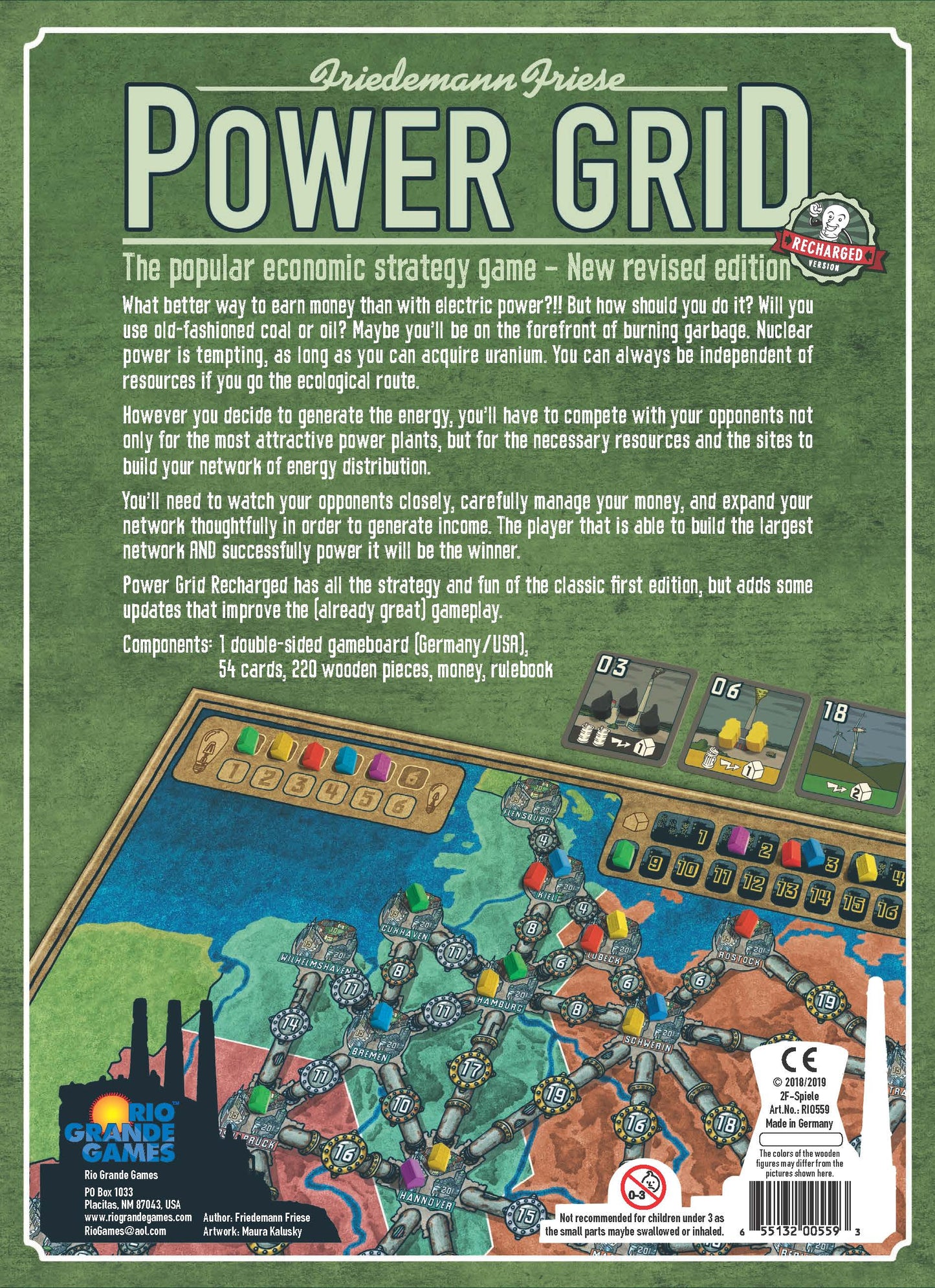 Power Grid Recharged Edition Board Game Back - Tabletop Gaming