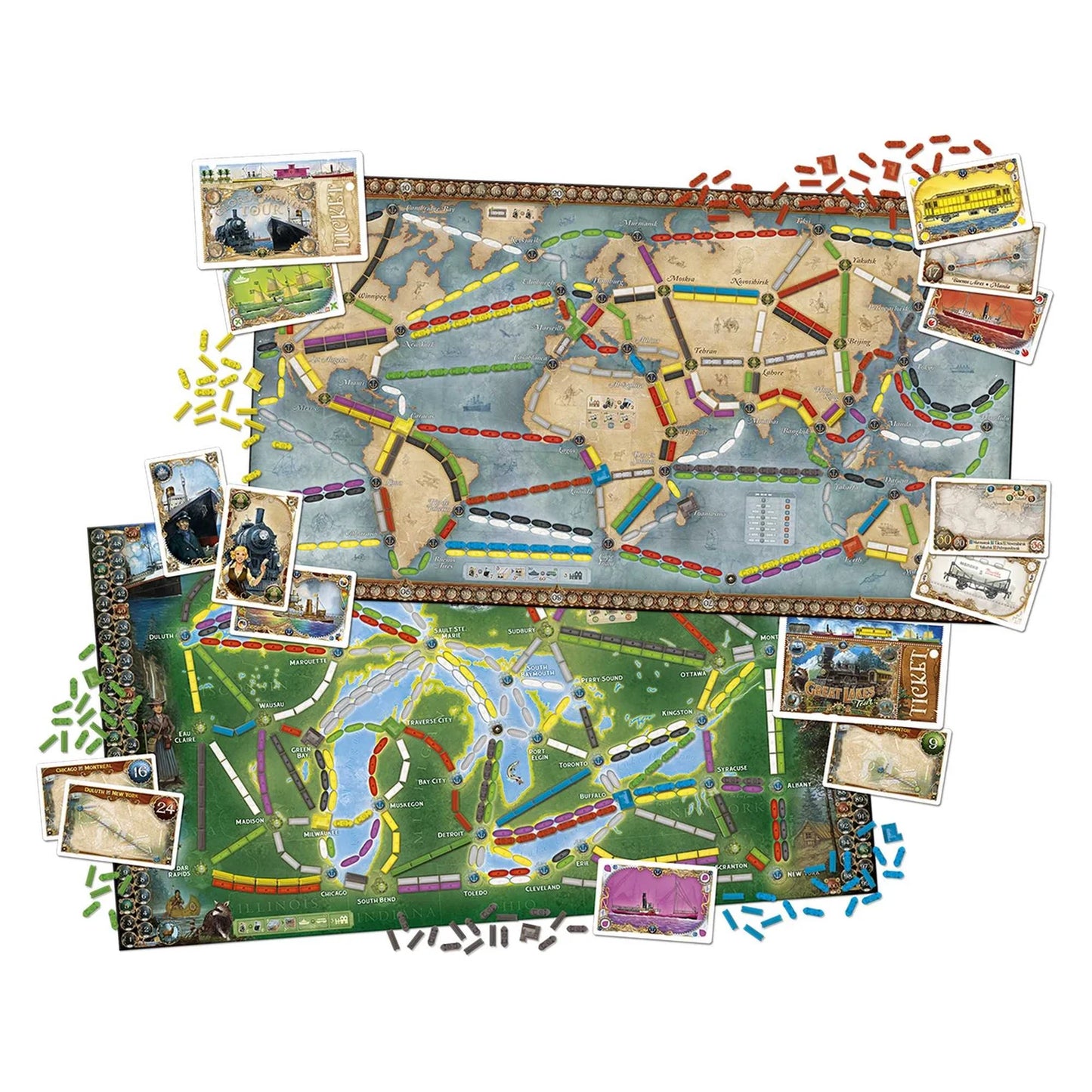 Ticket to Ride Rails_Sails Board Game Contents - Tabletop Gaming