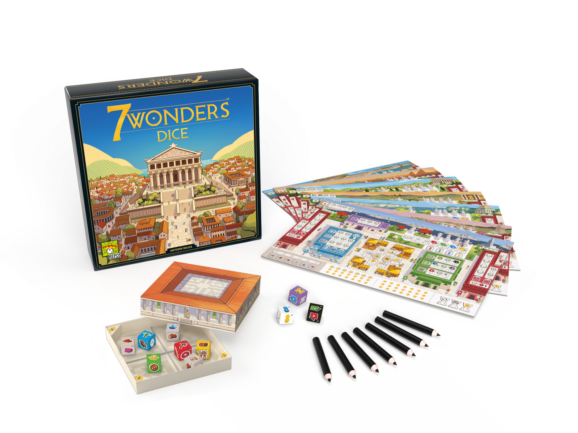 7 Wonders Dice Board Game Contents