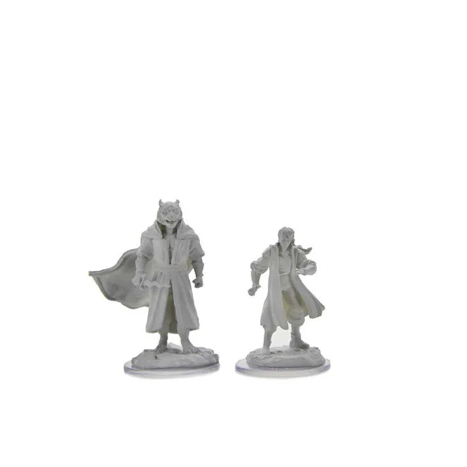 Critical Role Unpainted Miniatures: Male Human Sorcerer Merchant & Tiger Demon 3 - Tabletop Gaming