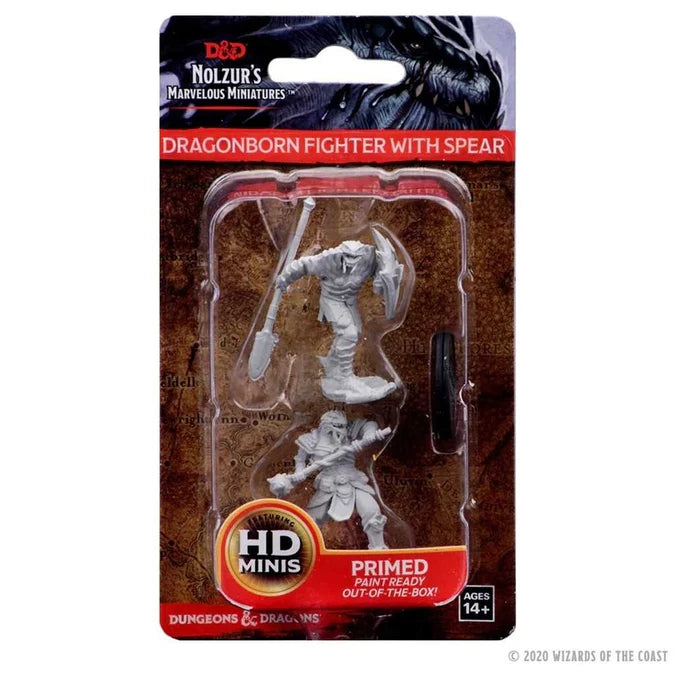 D&D Unpainted Miniatures: Dragonborn Male Fighter with Spear - Tabletop Gaming