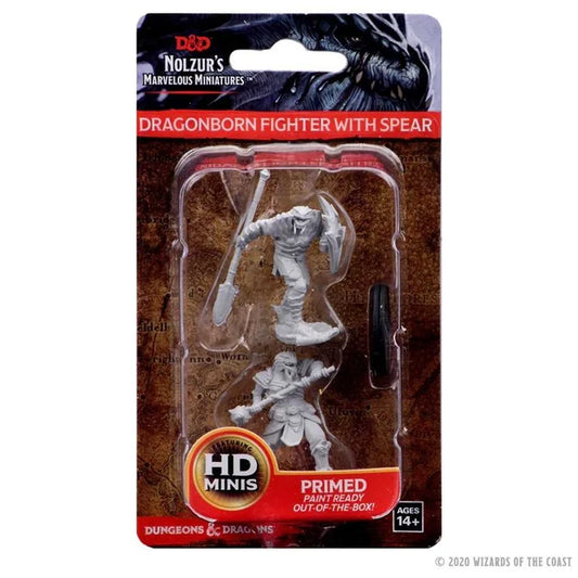 D&D Unpainted Miniatures: Dragonborn Male Fighter with Spear - Tabletop Gaming