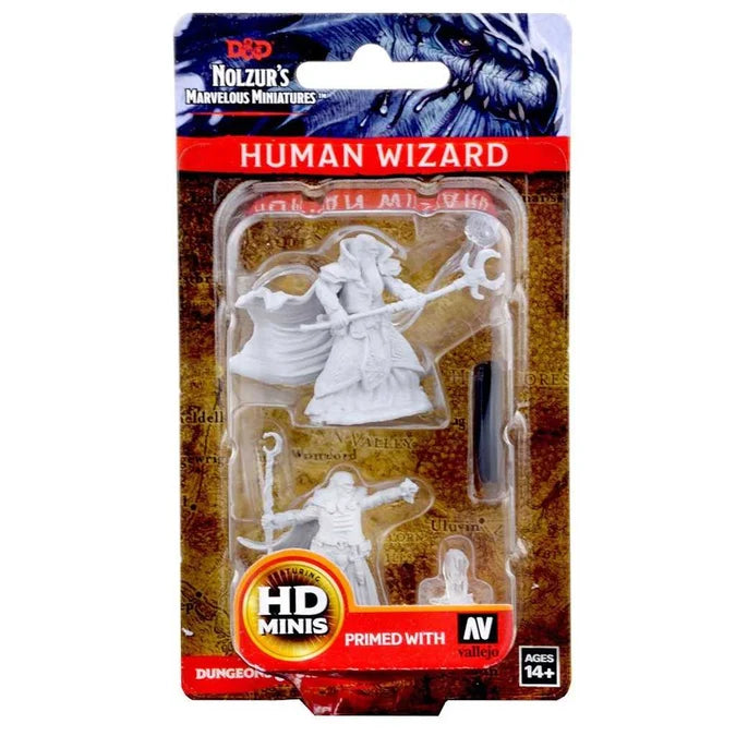 D&D Unpainted Miniatures: Human Male Wizard - Tabletop Gaming