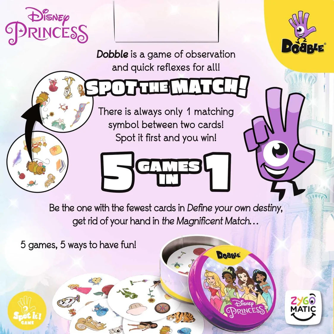 Dobble Disney Princess Card Game - 55 Card Version 6 - Tabletop Gaming