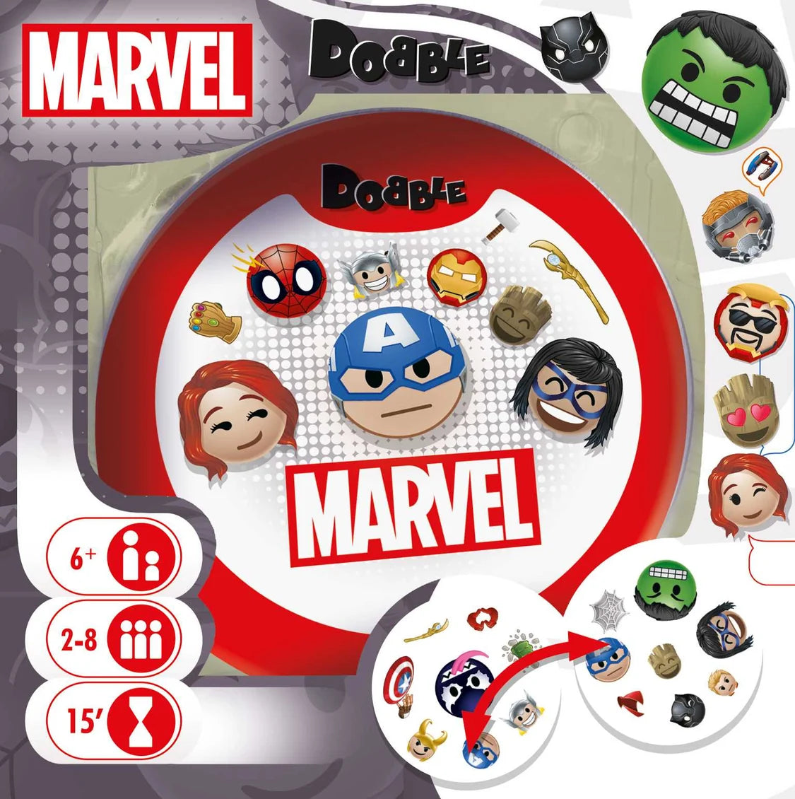 Dobble Marvel Emoji Card Game 3 - Tabletop Gaming