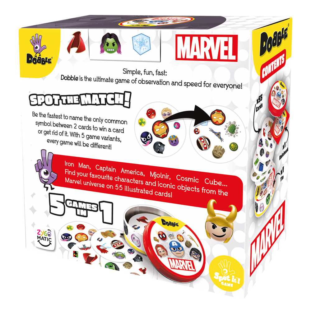 Dobble Marvel Emoji Card Game 4 - Tabletop Gaming
