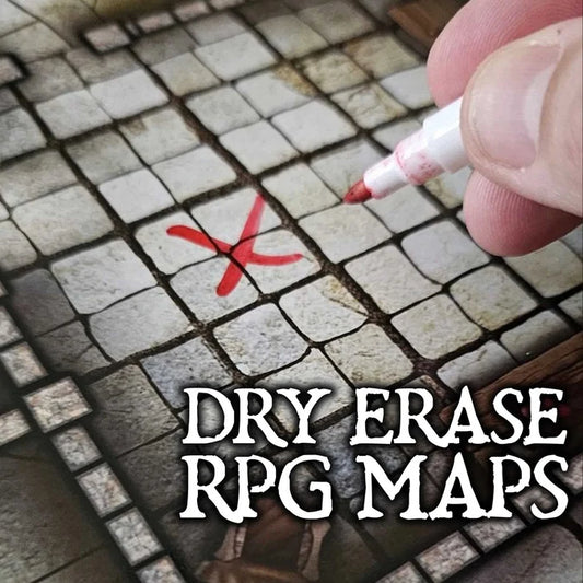 Essential RPG Battle Maps - Dungeon Set. 6 Wet/Dry Erase Battle Maps with 1 inch grid-Tabletop Gaming