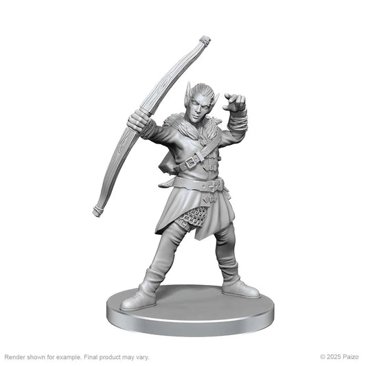 Pathfinder Deep Cuts Unpainted Miniatures: Elf Hunter & Catfolk Bandit (W26) - Tabletop Gaming