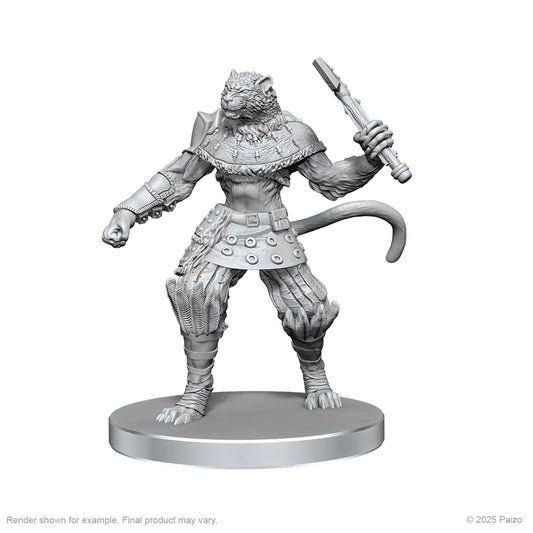 Pathfinder Deep Cuts Unpainted Miniatures: Elf Hunter & Catfolk Bandit (W26) 2 - Tabletop Gaming