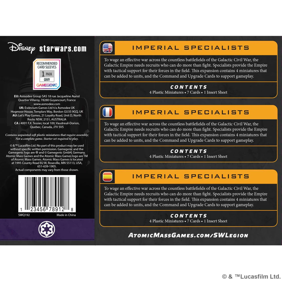 Star Wars: Legion - Imperial Specialists- Table Top Gaming