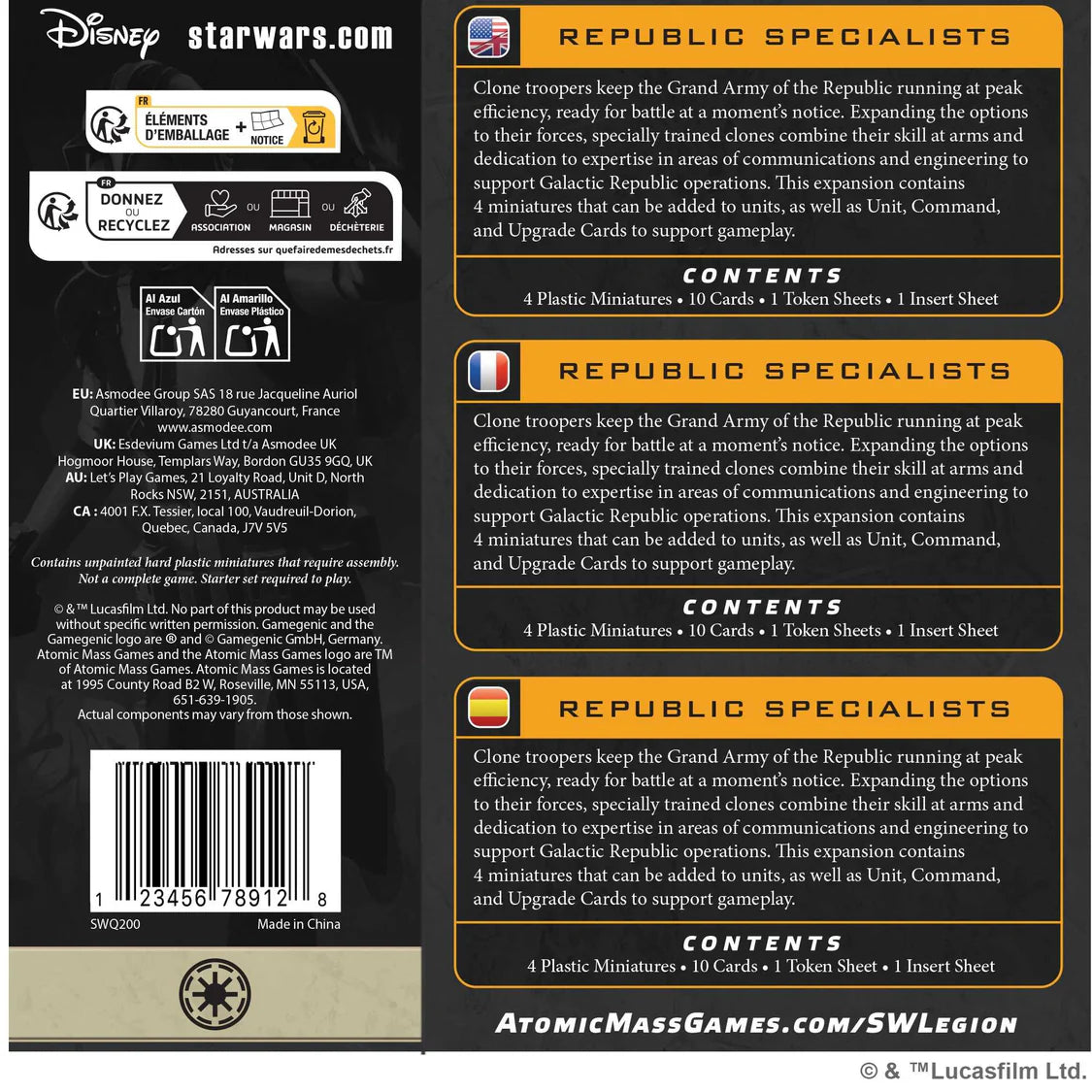 Star Wars: Legion - Republic Specialists- Table Top Gaming 