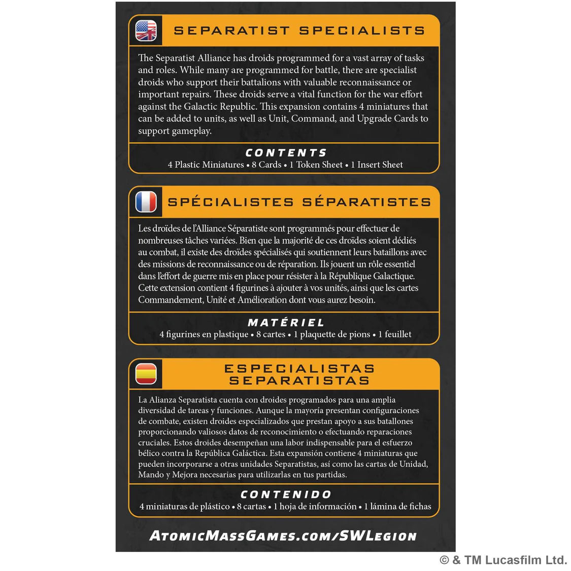 Star Wars: Legion – Separatist Specialists- Table top Gaming