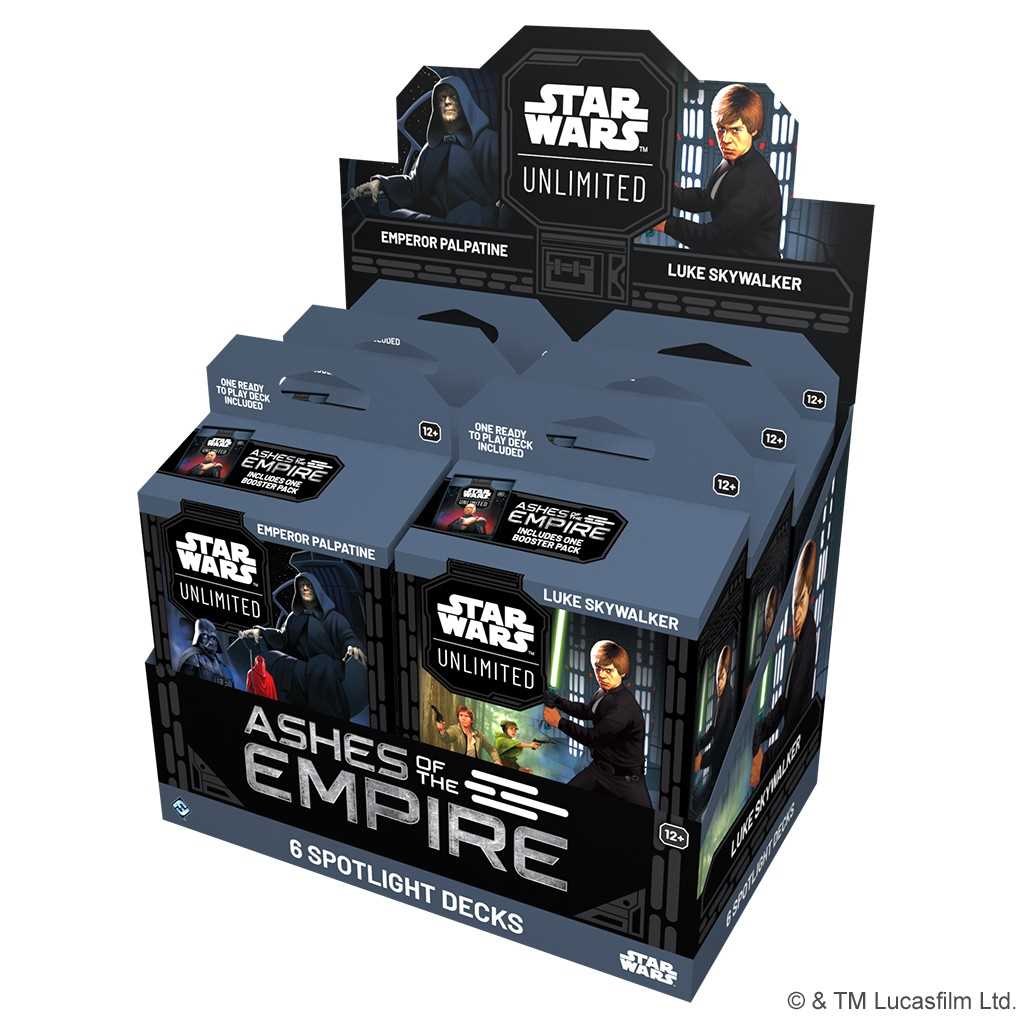 Star Wars: Unlimited - Ashes of the Empire Spotlight Deck Display (6) Luke & Palpatine-Tabletop Gaming