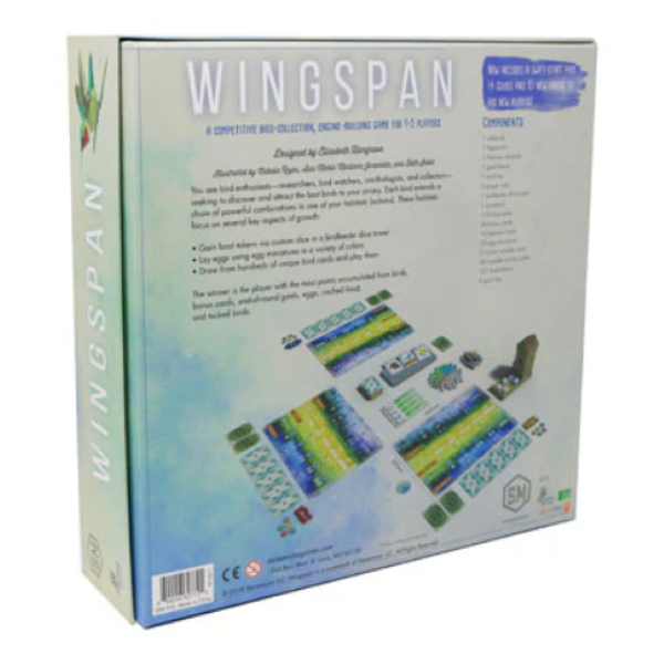 Wingspan 2nd Edition Board Game Back of Box Image